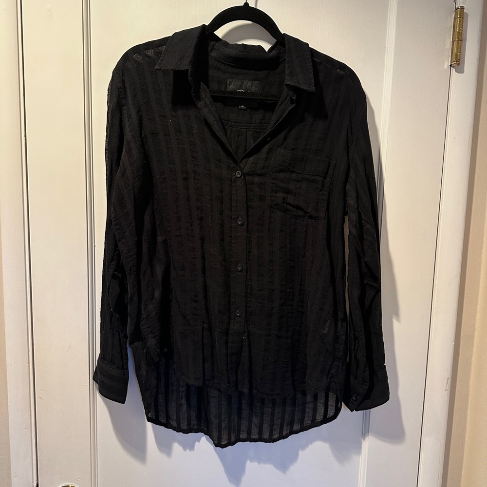 Rails Sheer Striped Cotton Blouse